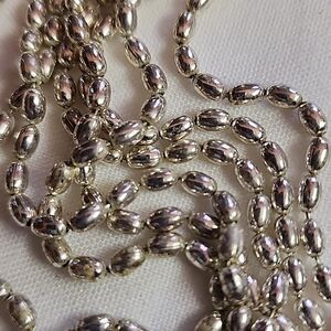 Vintage Silver Tone Rice Bead Multi Strand Choker Necklace
